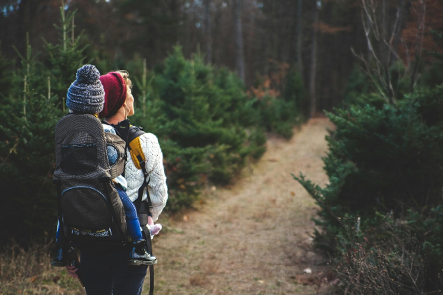 Mother and child on a hike